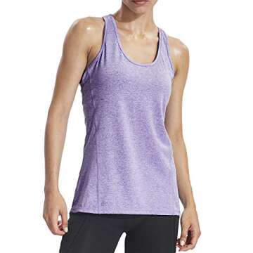 NELEUS Workout Running Racerback Long Tank Top for Women,8006,3 Pack,Grey,Purple,Rose red,L,EU XL