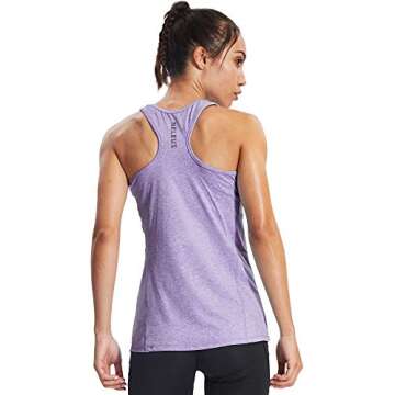 NELEUS Workout Running Racerback Long Tank Top for Women,8006,3 Pack,Grey,Purple,Rose red,L,EU XL