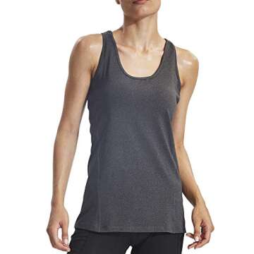 NELEUS Workout Running Racerback Long Tank Top for Women,8006,3 Pack,Grey,Purple,Rose red,L,EU XL