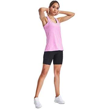 NELEUS Workout Running Racerback Long Tank Top for Women,8006,3 Pack,Grey,Purple,Rose red,L,EU XL
