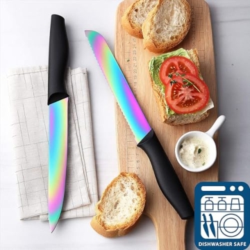 Marco Almond Rainbow Stainless Steel Knife Block Set