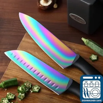 Marco Almond Rainbow Stainless Steel Knife Block Set