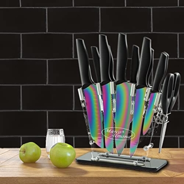 Marco Almond Rainbow Stainless Steel Knife Block Set