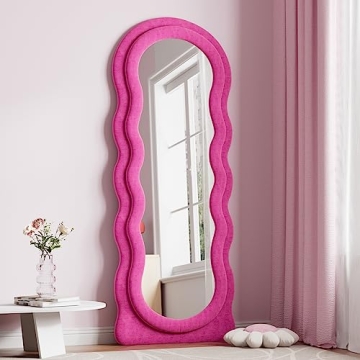 Dewfig Full Length Mirror, 63" x 24"Irregular Wavy Mirror, Large Floor Length Mirror Wall Mounted, S...