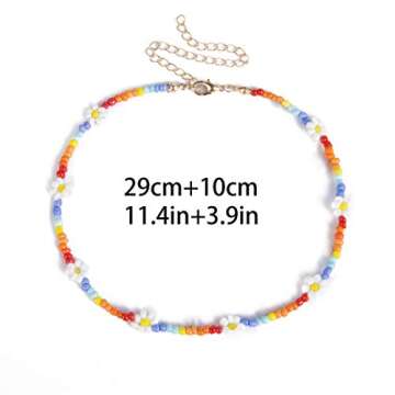 Barode Boho Seed Bead Choker Rainbow Flower Colorful Necklaces Puka Shell Chain Hawaiian Beach Necklace for Women