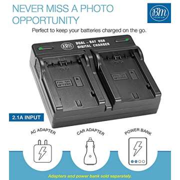 BM Premium 2 Pack of NP-FZ100 Batteries and Dual Bay Charger for Sony Alpha 1, FX3, a7C, a7S III, a6600, a7R IV, A7RIII, A7R3, a7 III, a7 IV, Sony Alpha A9, Alpha a9 II, Alpha 9R, A9R, Alpha 9S Camera