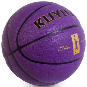 KUYOTQ Official Size 7 Purple Basketball in&Outdoor Basketball 29.5" for Adult&Youth Soft Touch Faux...