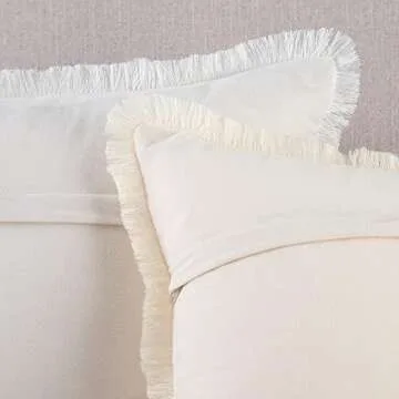 MADIZZ Set of 2 Suede Throw Pillow Covers with Fringe Tassels 22x22 Inch Beige Soft Decorative Cushion Cover for Sofa Bedroom Pillow Shell