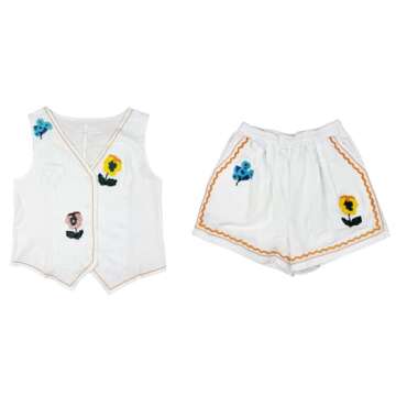 Stylish THLAI Women Linen Two Piece Summer Outfits