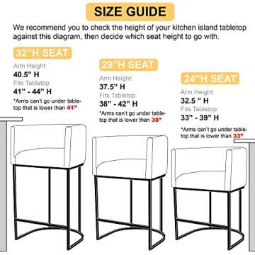 RIVOVA Contemporary Cream Linen Bar Stools Set of 3, 24" Upholstered Fabric Counter Height Barstools Kitchen Counter Island Stools with Screwed Together Black Metal Base