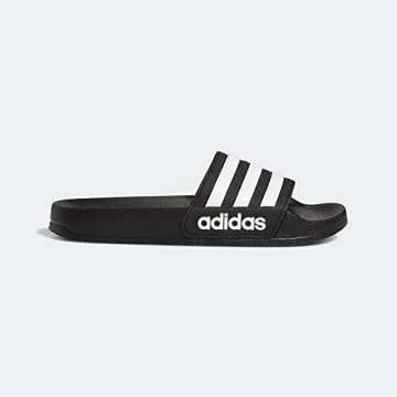 adidas Adilette Shower Slides, Core Black/White/Core Black, 12 US Unisex Little Kid