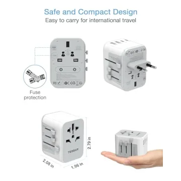 TESSAN Universal Travel Adapter with 5.6A Charging Ports