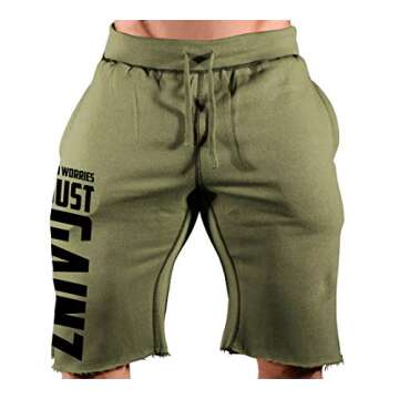 Monsta Clothing Co. Men's Workout (NoWorries-JustGainz) Sweat Shorts (G:MG-A:BK)