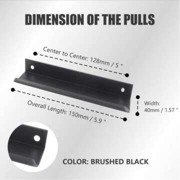 Stylish Qjaiune Brushed Black Finger Edge Pulls for Cabinets