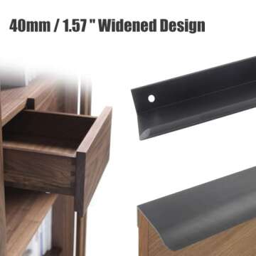 Stylish Qjaiune Brushed Black Finger Edge Pulls for Cabinets