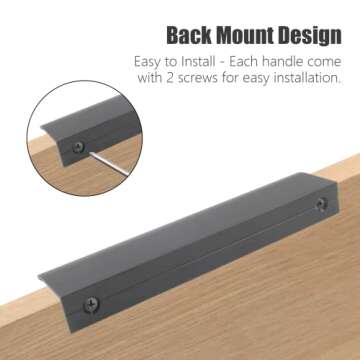 Stylish Qjaiune Brushed Black Finger Edge Pulls for Cabinets