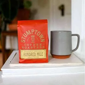 Stumptown Coffee Roasters, Medium Roast Organic Whole Bean Coffee - Hundred Mile 12 Ounce Bag with Flavor Notes of Jam and Toffee