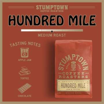 Stumptown Coffee Roasters, Medium Roast Organic Whole Bean Coffee - Hundred Mile 12 Ounce Bag with Flavor Notes of Jam and Toffee