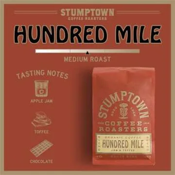 Stumptown Coffee Roasters, Medium Roast Organic Whole Bean Coffee - Hundred Mile 12 Ounce Bag with Flavor Notes of Jam and Toffee