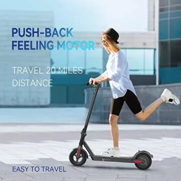Electric Scooter Adults 450W Motor Peak 620W,YHR 20 Miles Long Range Max 19Mph Portable&Foldable E-Scooter for Commuting with Double Braking System , 8.5'' Solid Tires