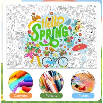 Hello Spring Coloring Poster - Creative Fun for Kids