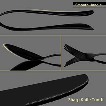 Aisoso Black Silverware Set, 20-Piece Stainless Steel Flatware Cutlery Set Service for 4, Include Kn...