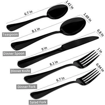 Aisoso Black Silverware Set, 20-Piece Stainless Steel Flatware Cutlery Set Service for 4, Include Knife Fork Spoon, Stylish Mirror Finish, Perfect for Home Kitchen Restaurant