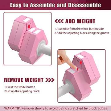 KEMLDIVS Adjustable Weight Dumbbells Set of 2, 3.3lb/5.5lb/7.7lb/9.9lb/12.1lb Each Hand Weight Sets for Women/Men, Adjustable Dumbbells Set for Home Gym Fitness Workout Strength Training