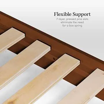 eLuxurySupply Mahogany Wood Platform Bed Frame - with Headboard - Queen, Walnut