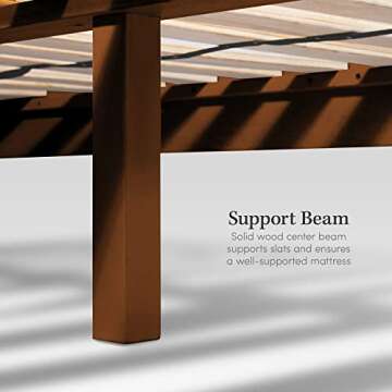 eLuxurySupply Mahogany Wood Platform Bed Frame - with Headboard - Queen, Walnut