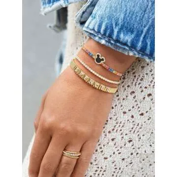 BaubleBar Mickey Mouse Disney Tennis Bracelet, Multi - Gold-Plated Pull-Tie Bracelet With Clear Glass Jewels and a Mickey Mouse Silhouette, Stacking Bracelet, Disney Jewelry, Women’s Fashion Jewelry
