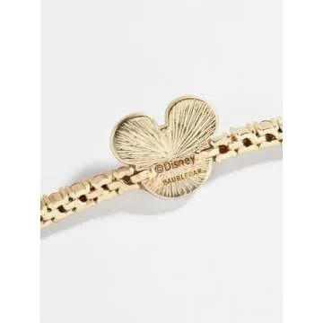 BaubleBar Mickey Mouse Disney Tennis Bracelet, Multi - Gold-Plated Pull-Tie Bracelet With Clear Glass Jewels and a Mickey Mouse Silhouette, Stacking Bracelet, Disney Jewelry, Women’s Fashion Jewelry