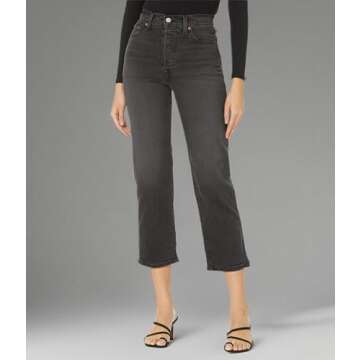 Levi's Women's Ribcage Straight Ankle Jeans, (New) Black Rinse, 25