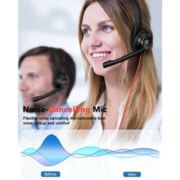 NUBWO USB Headset with Microphone Noise Cancelling &Audio Controls, Super Light, Ultra Comfort Compu...