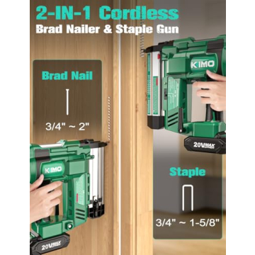 KIMO 18 Gauge Brad Nailer/Stapler Kit Cordless 20V