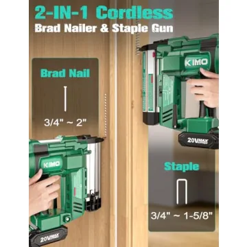 KIMO 18 Gauge Brad Nailer/Stapler Kit Cordless 20V