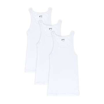 Papi Men's Cotton Square Neck Tank Top 3-Pack - White
