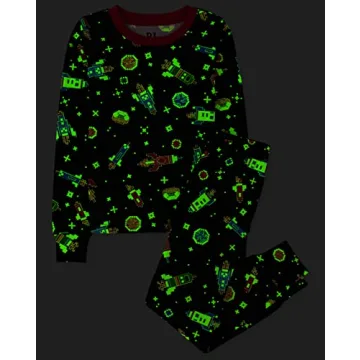 Children's Place Snug Fit Cotton Pajamas for Kids - Glow in the Dark Space Print 2 Piece Set