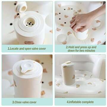 AirSwim Baby Inflatable Seat for Babies 3 Months and Up, Baby Support Seat Summer Toddler Chair for Sitting Up, Built in Air Pump Baby Floor Seat Gifts, Bear Head