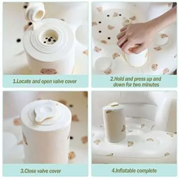 AirSwim Baby Inflatable Seat for Babies 3 Months and Up, Baby Support Seat Summer Toddler Chair for Sitting Up, Built in Air Pump Baby Floor Seat Gifts, Bear Head