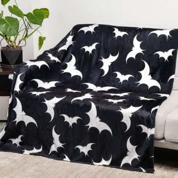 Artlunar Gothic Bat Black Throw Blanket Cozy Plush
