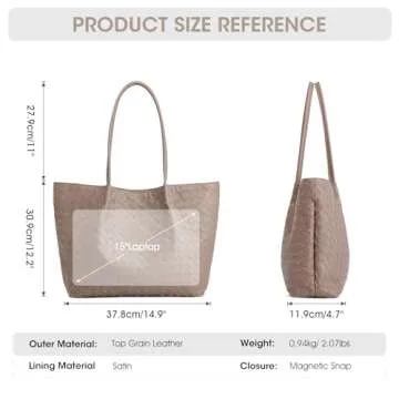 Kattee Woven Tote Handbag for Women, Leather Large Tote Purse for Women Hobo Shoulder Bag Weekender Bags,14L