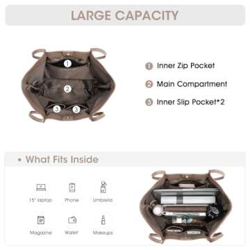 Kattee Woven Tote Handbag for Women, Leather Large Tote Purse for Women Hobo Shoulder Bag Weekender Bags,14L