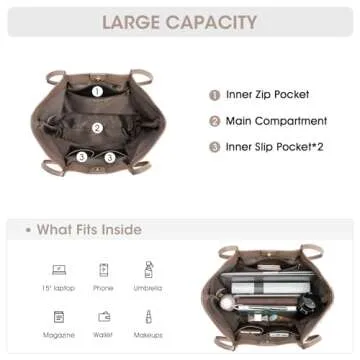 Kattee Woven Tote Handbag for Women, Leather Large Tote Purse for Women Hobo Shoulder Bag Weekender Bags,14L