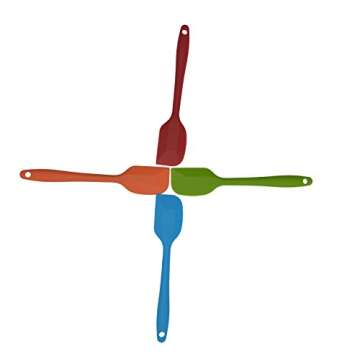 Bekith 8.5 inch Silicone Spatula Set of 4- One Piece Design Hygienic Solid Silicone Design- Premium Silicone Utensils Set - Perfect Silicone Scraper - Essential Cooking Gadget and Bakeware Tool