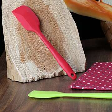 Bekith 8.5 inch Silicone Spatula Set of 4- One Piece Design Hygienic Solid Silicone Design- Premium Silicone Utensils Set - Perfect Silicone Scraper - Essential Cooking Gadget and Bakeware Tool