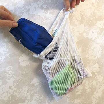 Simple Ecology Organic Cotton Mesh Laundry Bag; Machine Washing Bags for Delicates, Lingerie and Garments, Set of 3 (S, M, L)