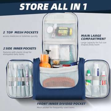 Buruis Large Capacity Toiletry Bag for Women and Men, Hanging Toiletry Organizer Cosmetics Makeup Ba...