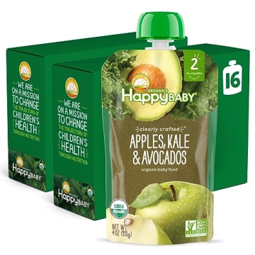 Happy Baby Organics Stage 2 Baby Food Pouches - Clearly Crafted Fruit & Veggie Puree, 16 Pack