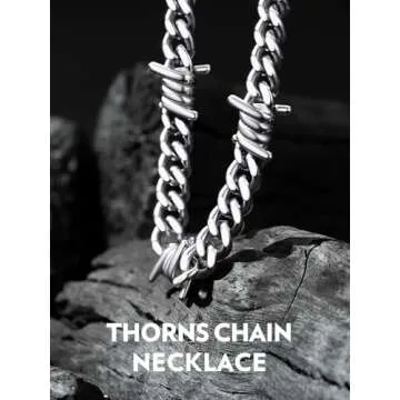 Bandmax Barbed Wire Choker Necklace for Women Men Stainless Steel Gothic Thorns Necklace Chain 16 Inches Women Chunky Punk Choker